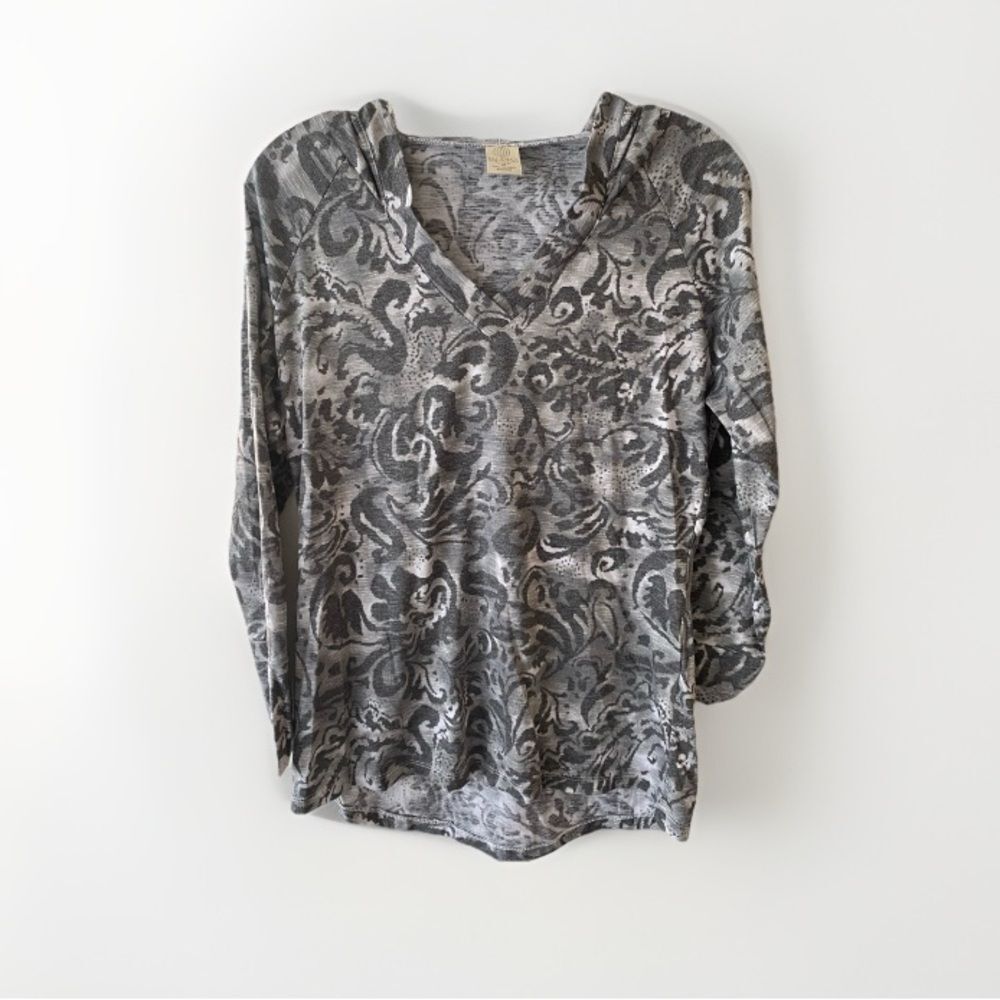 The Balance Collection by Marika Floral Paisley Hooded Top M Gray Tunic Active